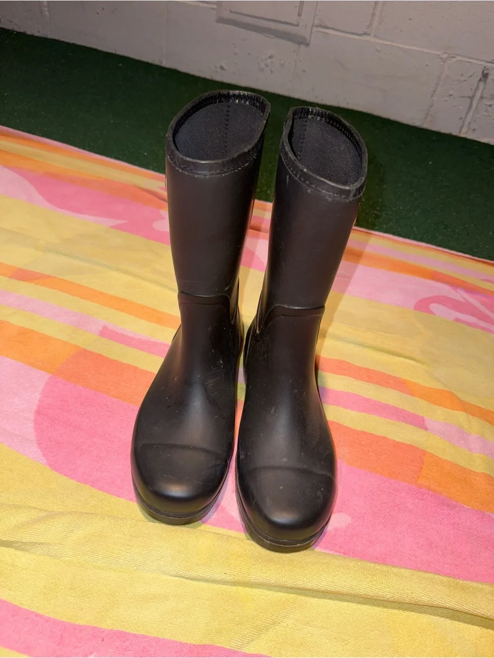 Tory Burch Kids Black Rain Boots with Logo Accent